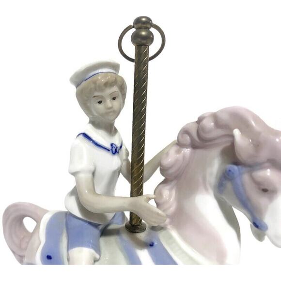 Paul Sebastian Sailor Child On Merry Go Round Horse Figurine 8.5" Vintage 1990 - Picture 2 of 10